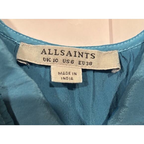 All Saints Women’s Amor Flowy Dress in Hawaiian Blue Size 6 - Picture 6 of 7